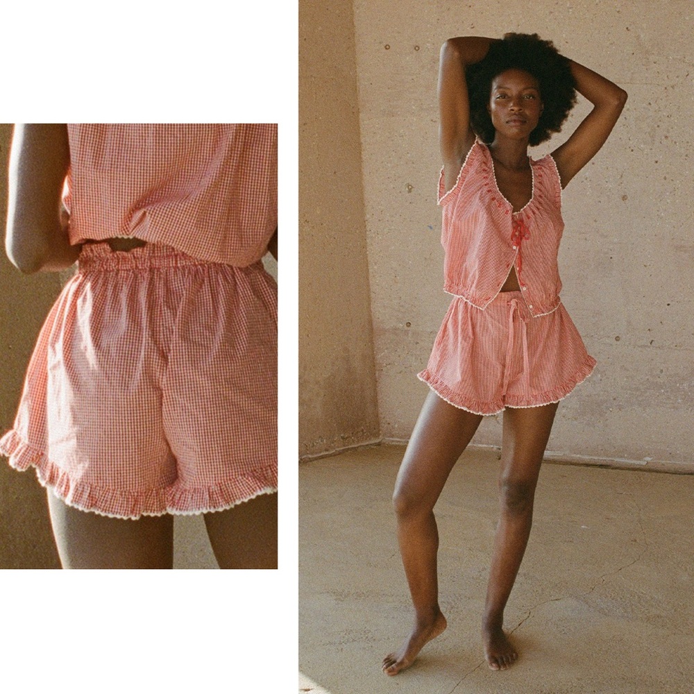 ISO Doen Red Gingham set - june top / traveler top / luella shorts red cerise